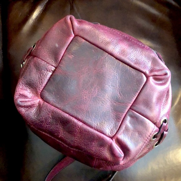 PATRICIA NASH Red Wine Woven Leather Crossbody Shoulder Bucket Bag w/ Grommets - Picture 12 of 17